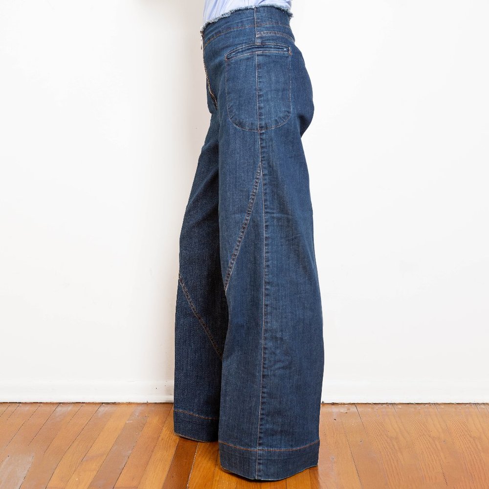 Carlos Miele Designer Dark Blue Jeans Size US 6/IT 40 Wide Leg